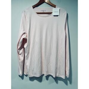NWT Croft & Barrow Long Sleeve Crew Neck Shirt 100% Cotton Pale Pink Size 1X JL